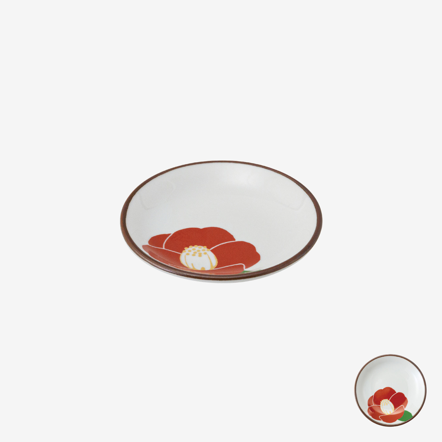 赤絵椿 小皿