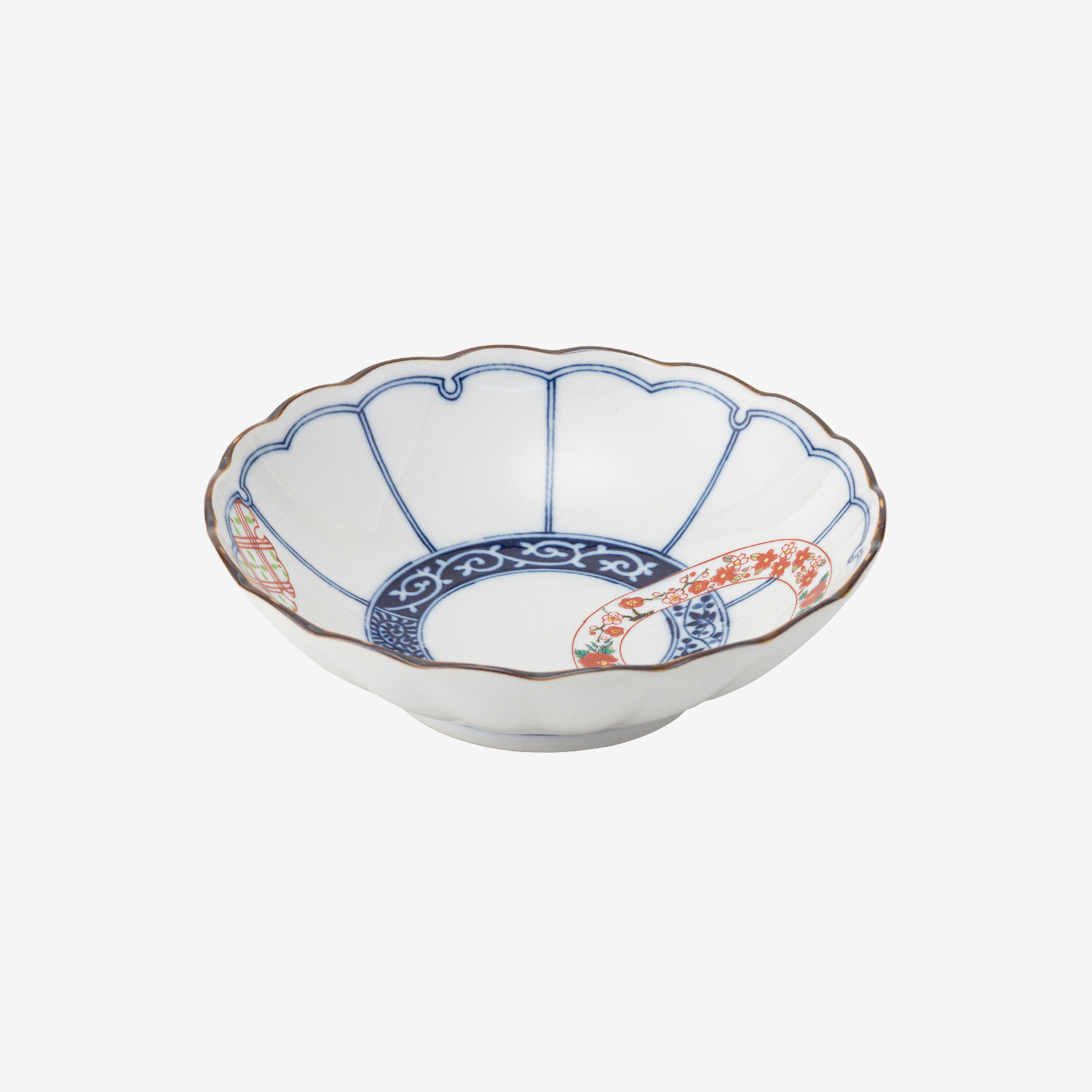 染錦輪つなぎ 菊型浅鉢