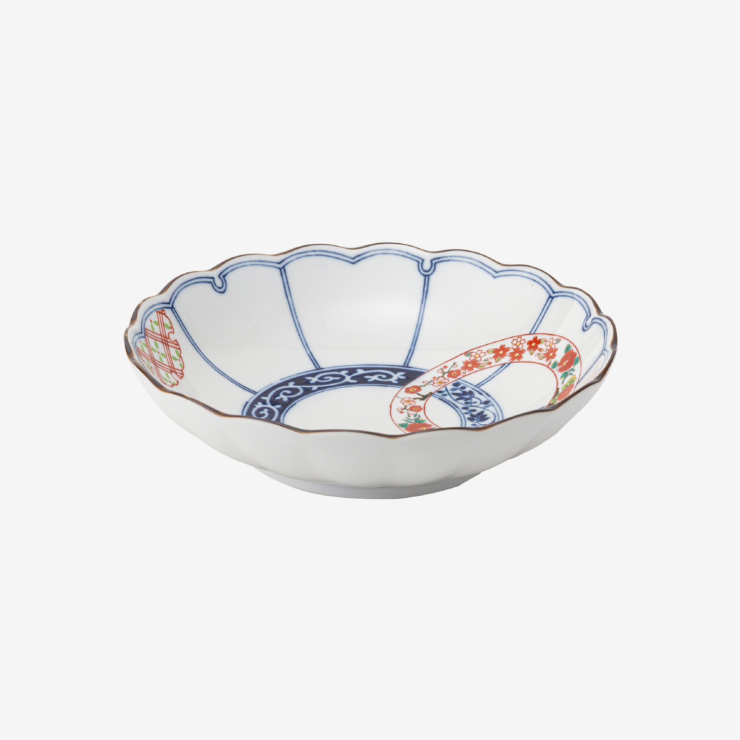 染錦輪つなぎ 菊型多用皿
