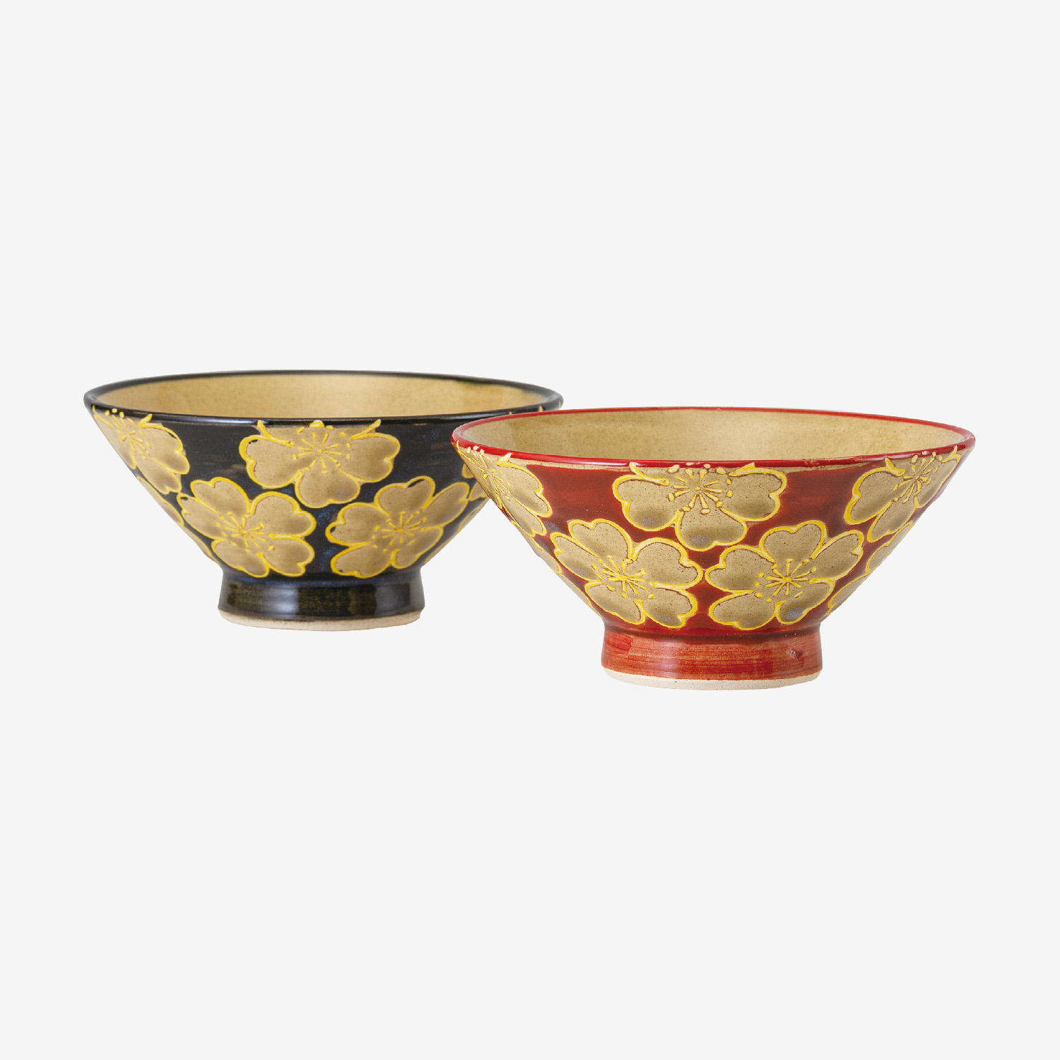 花模様 茶碗ペア