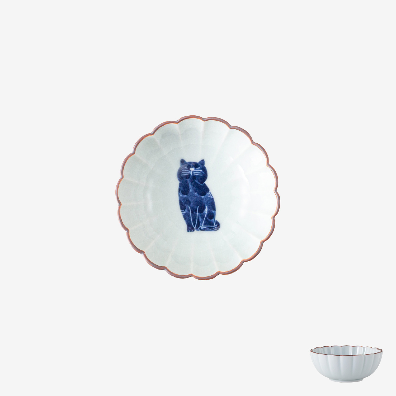 呉須猫 菊割小付