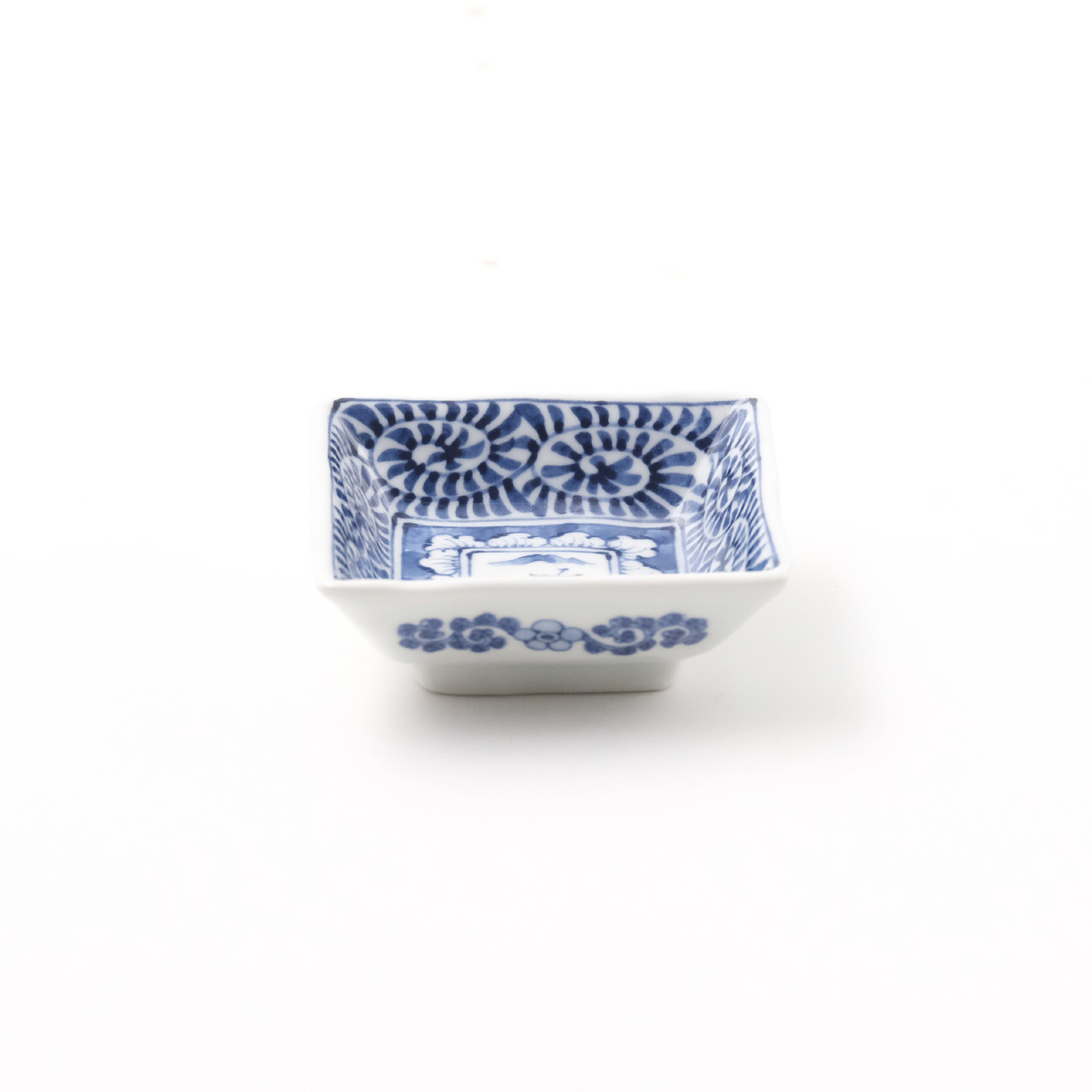 山水唐草寄セ 変型角皿 小