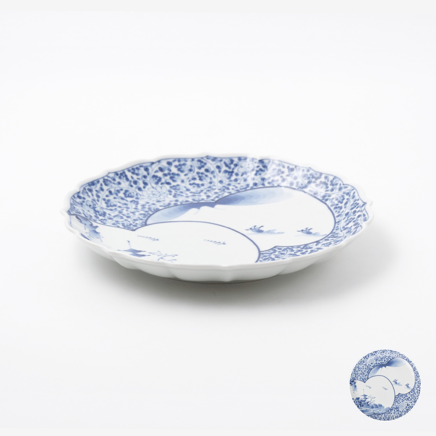 間取山水百景 輪花8寸皿