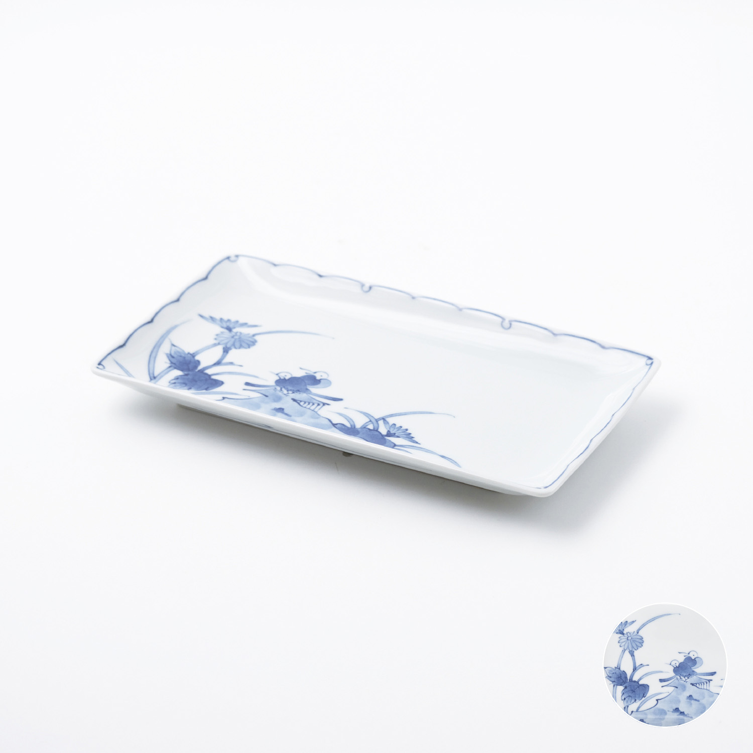 花鳥草花 長角皿