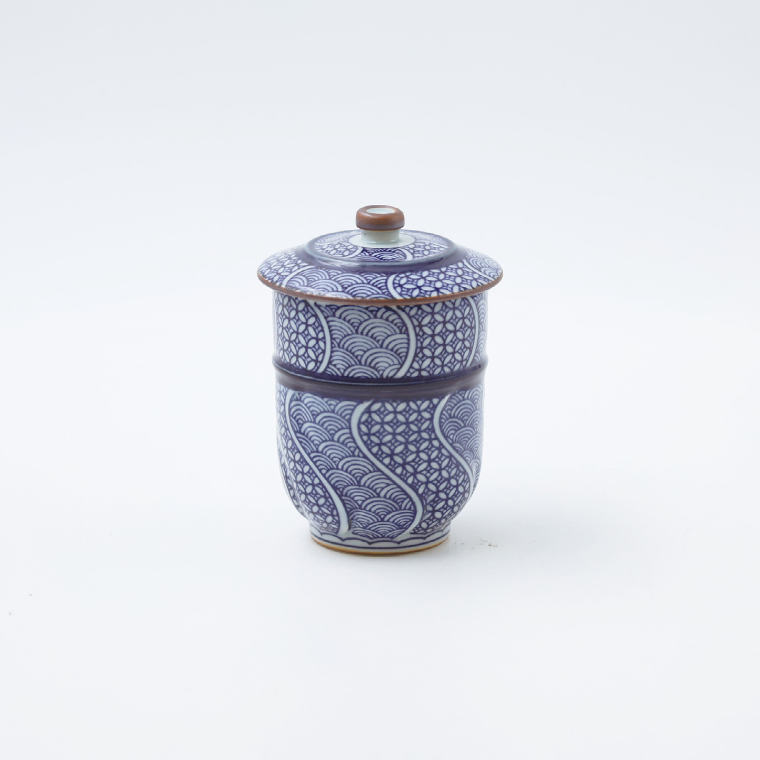 地紋織 蓋付湯呑 小