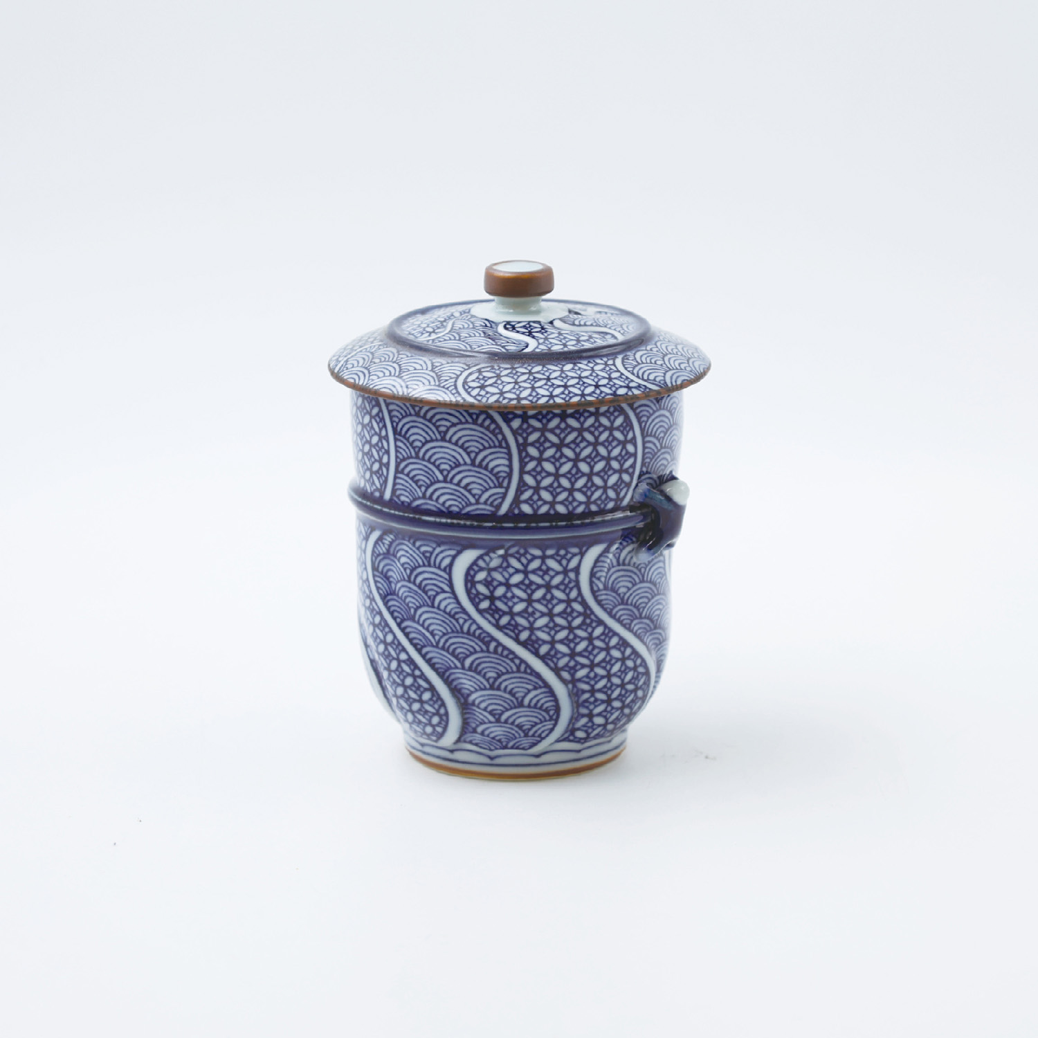 地紋織 蓋付湯呑 特大