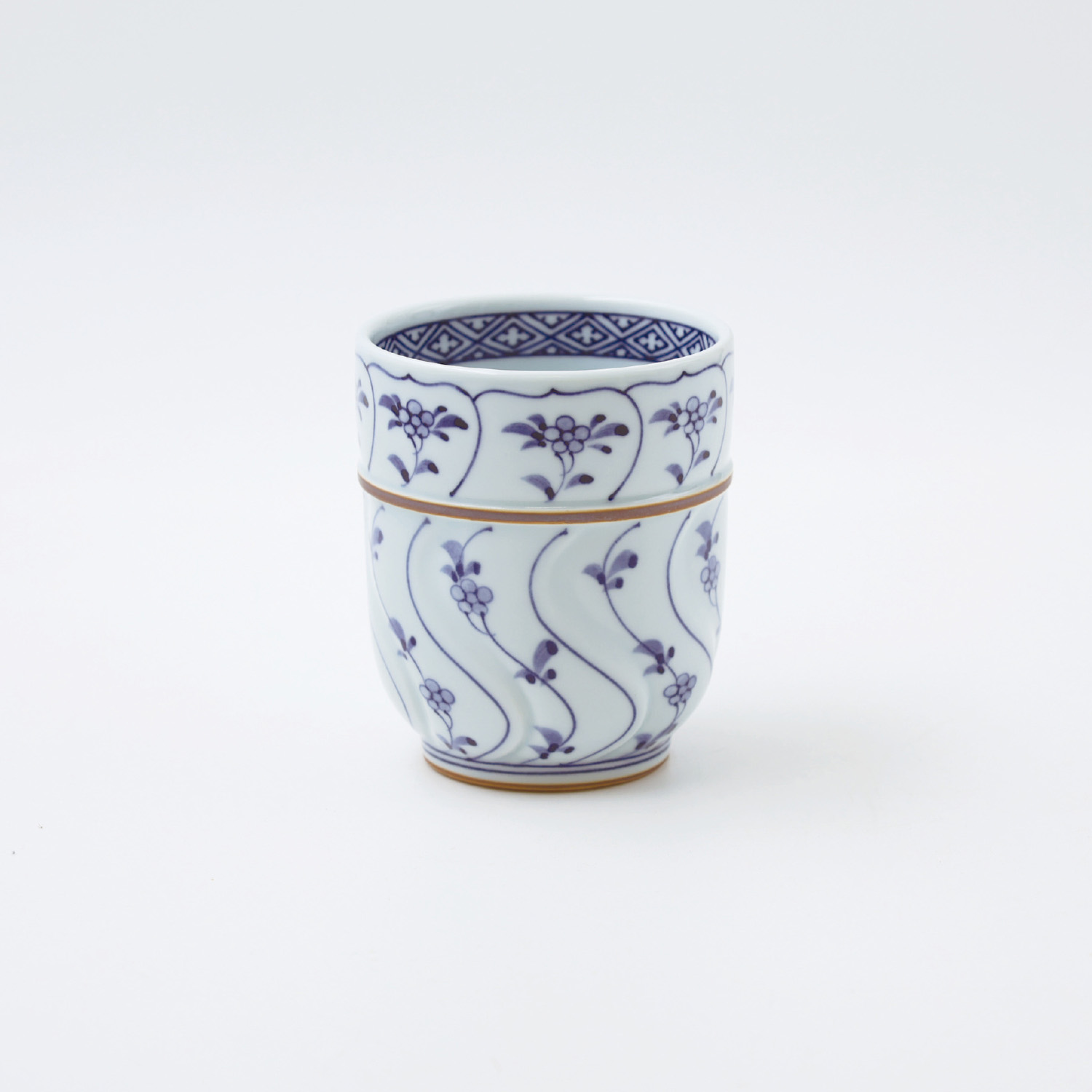 割草花 彫コップ 特大