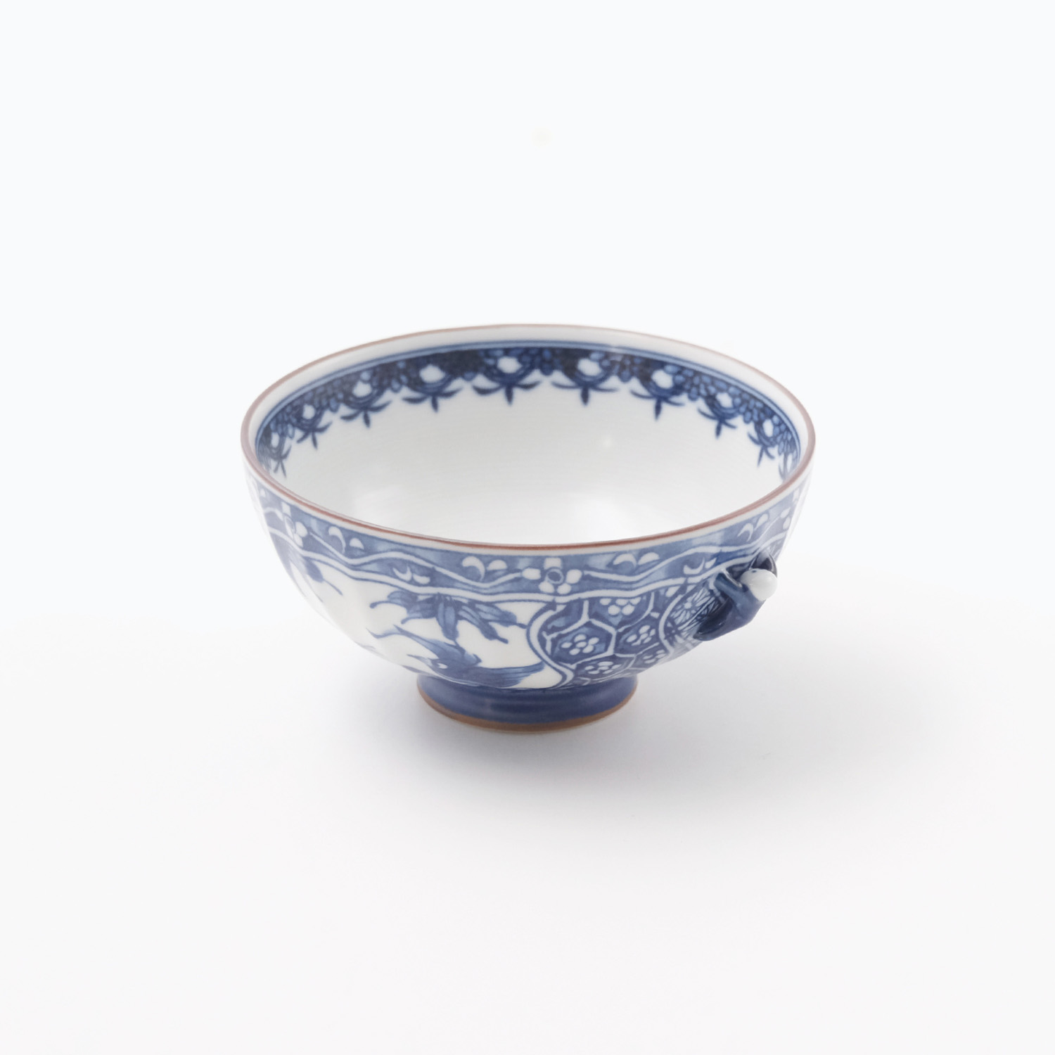 祥瑞鳳凰一閑人 菊彫飯碗