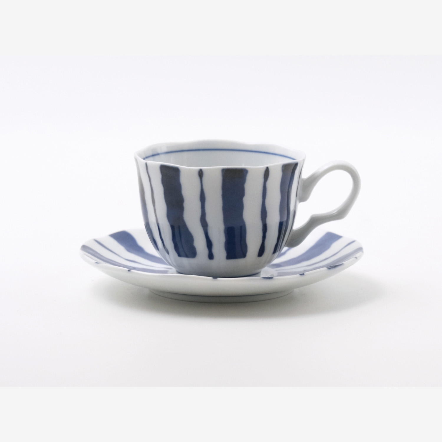 縞十草 コーヒー碗皿