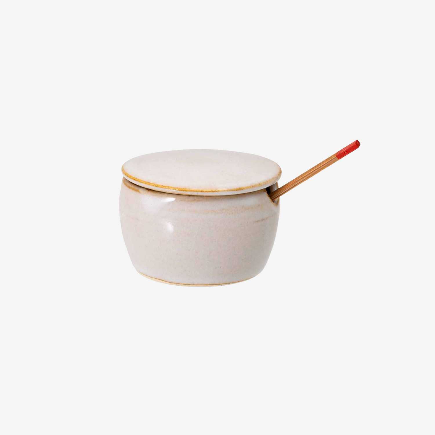 白釉 薬味入れ（竹さじ付）