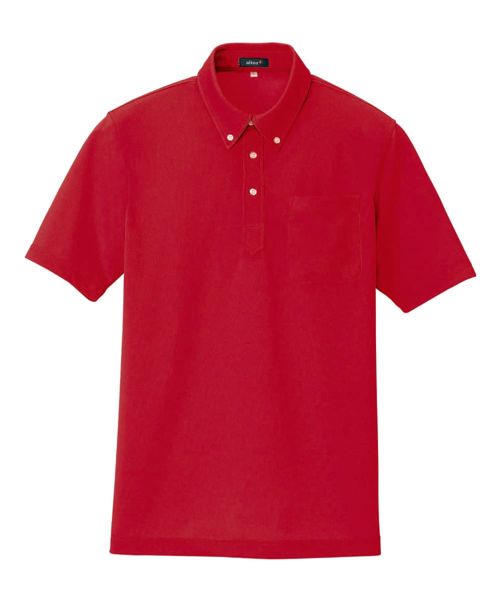 AZ-10599-009　男女兼用吸汗速乾半袖ボタンダウンポロシャツ　レッド