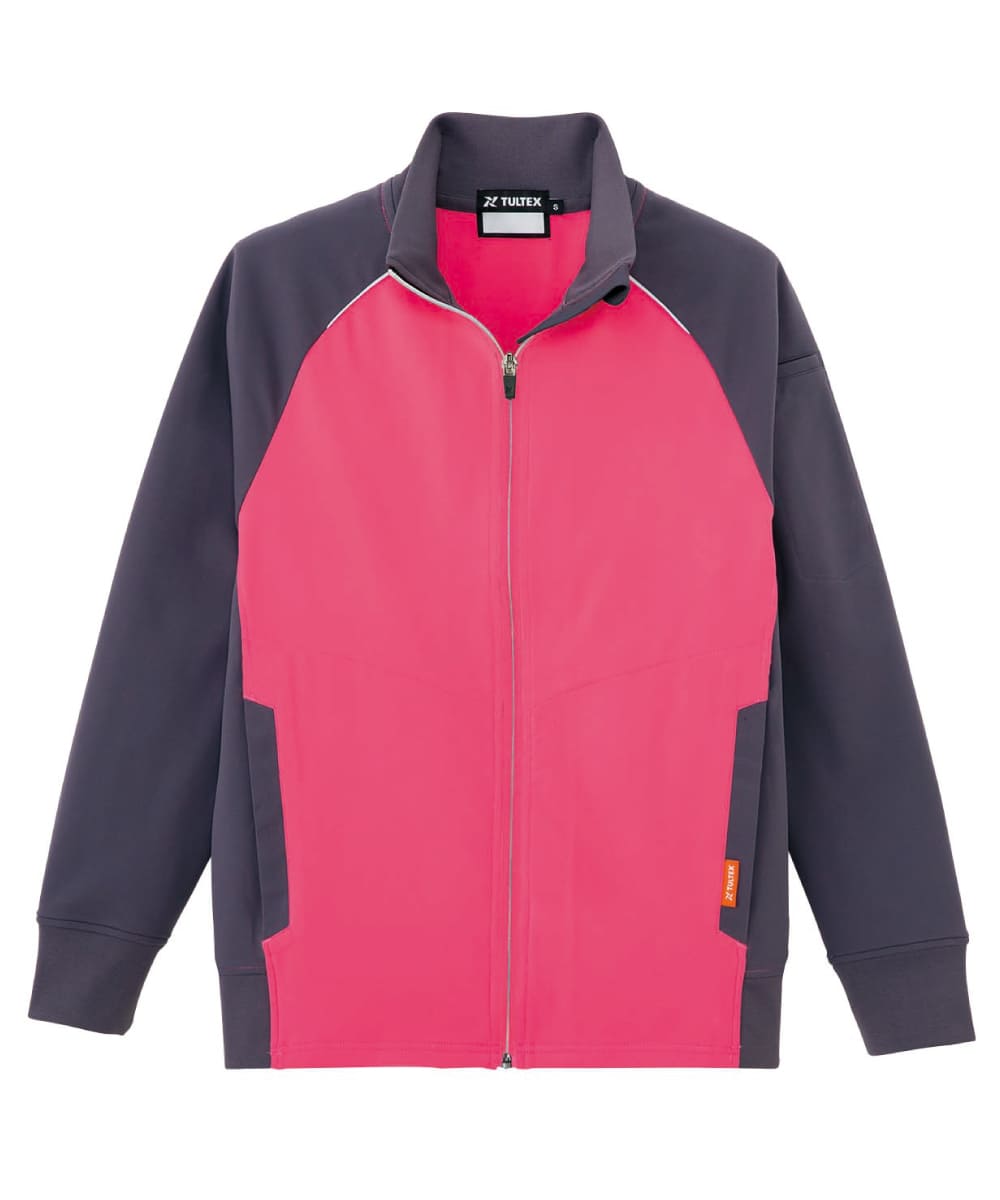 AZ-2877-160　男女兼用ストレッチニットジャケット　ピンク×チャコール
