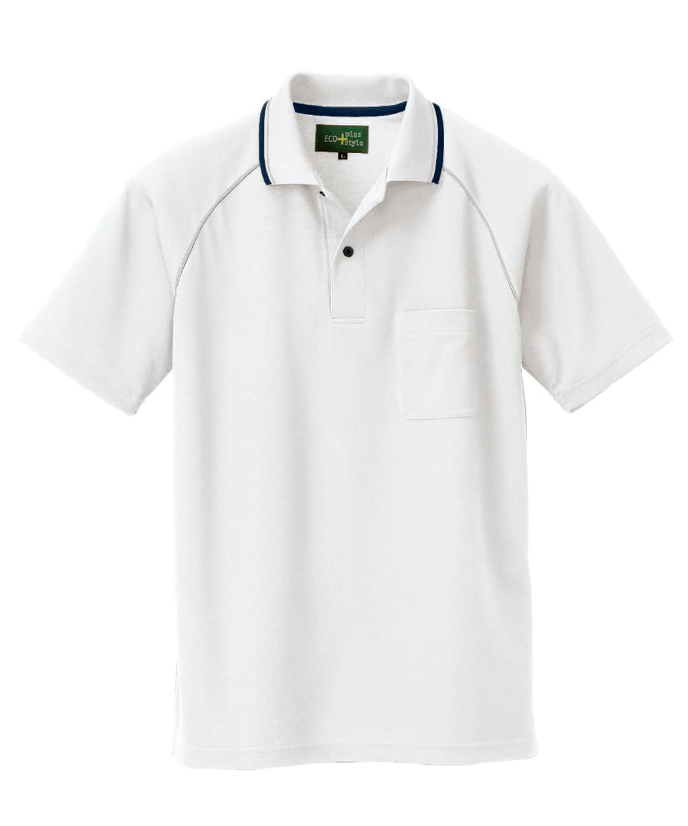 AZ-50005-001　男女兼用制電半袖ポロシャツ　ホワイト