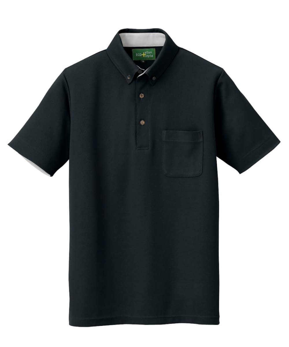 AZ-50006-010　男女兼用制電半袖ボタンダウンポロシャツ　ブラック