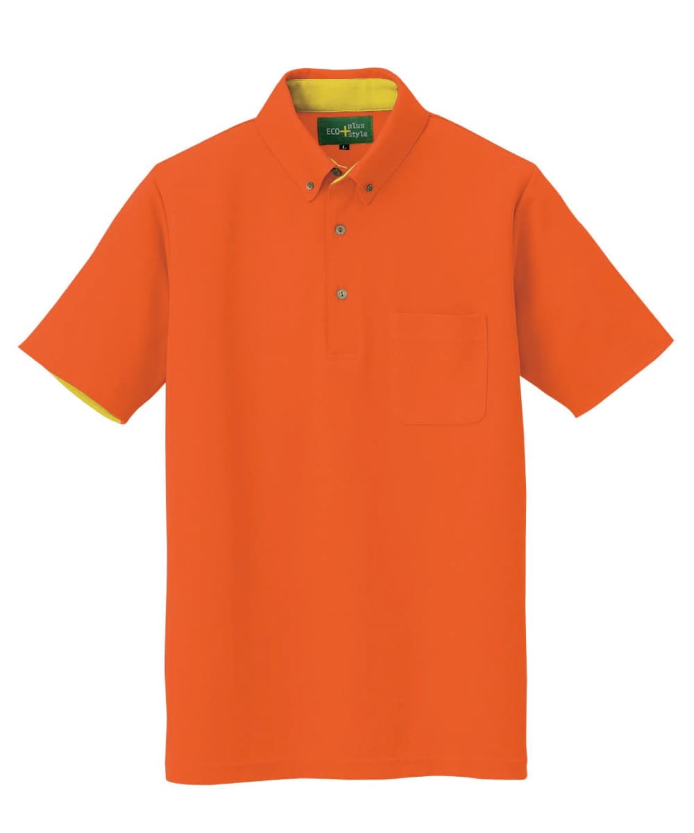 AZ-50006-063　男女兼用制電半袖ボタンダウンポロシャツ　オレンジ