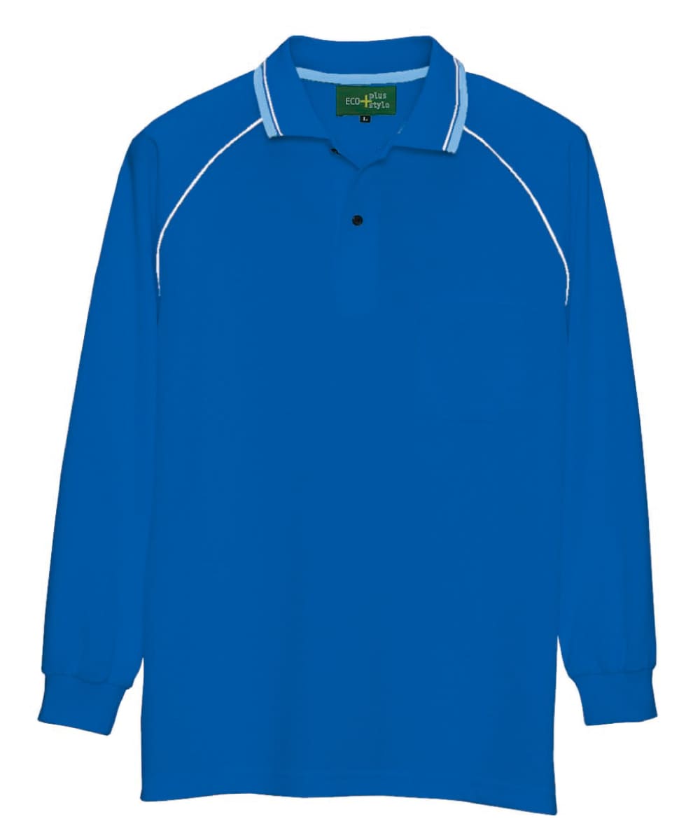 AZ-50010-006　男女兼用制電長袖ポロシャツ　ブルー