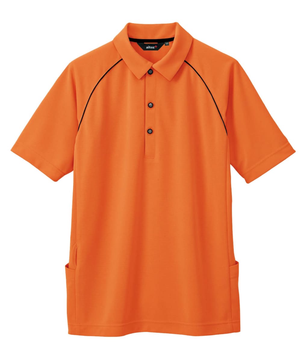 AZ-7663-163　男女兼用バックサイドポケット付半袖ポロシャツ　オレンジ