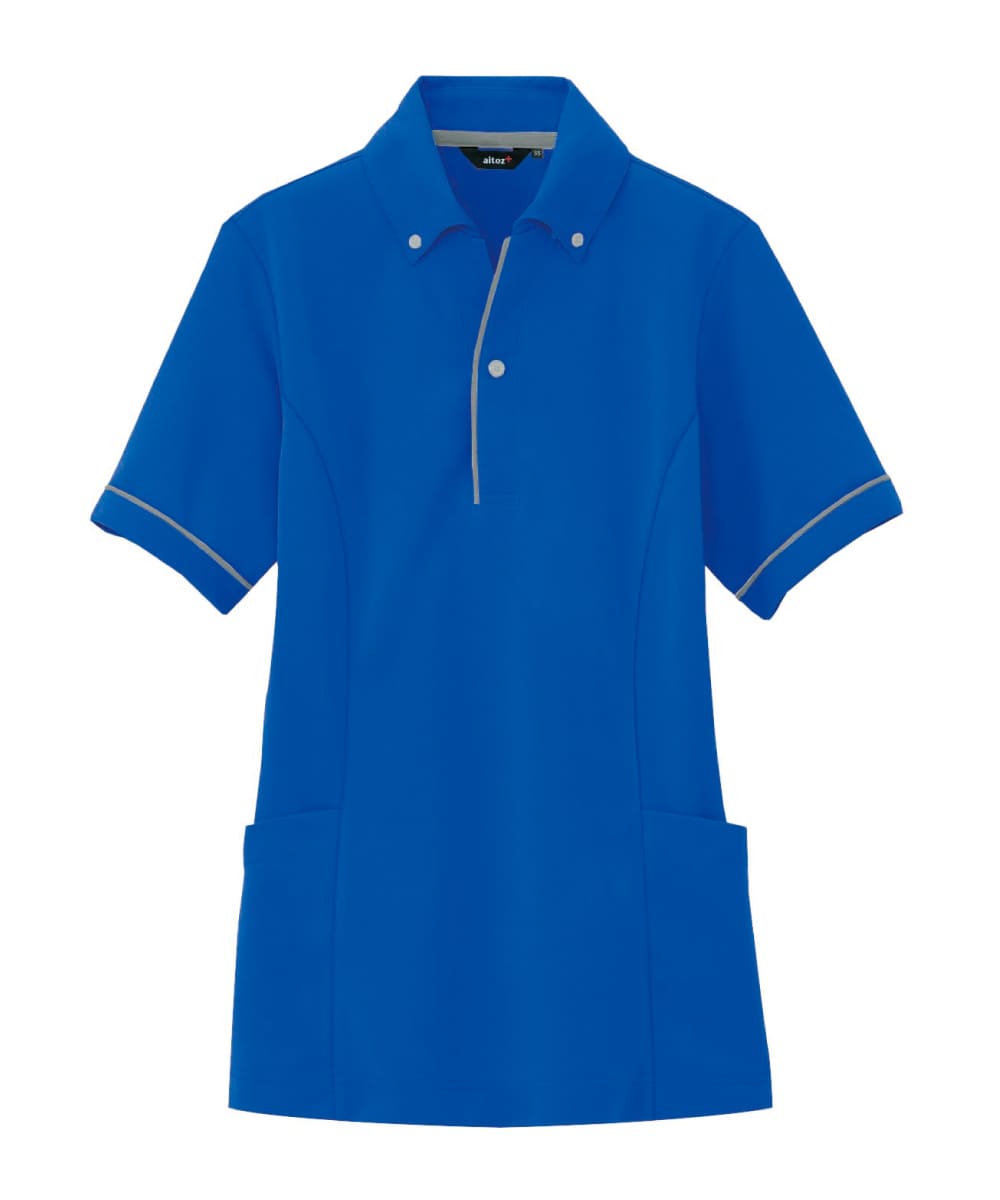 AZ-7668-006　男女兼用サイドポケット半袖ポロシャツ　ブルー