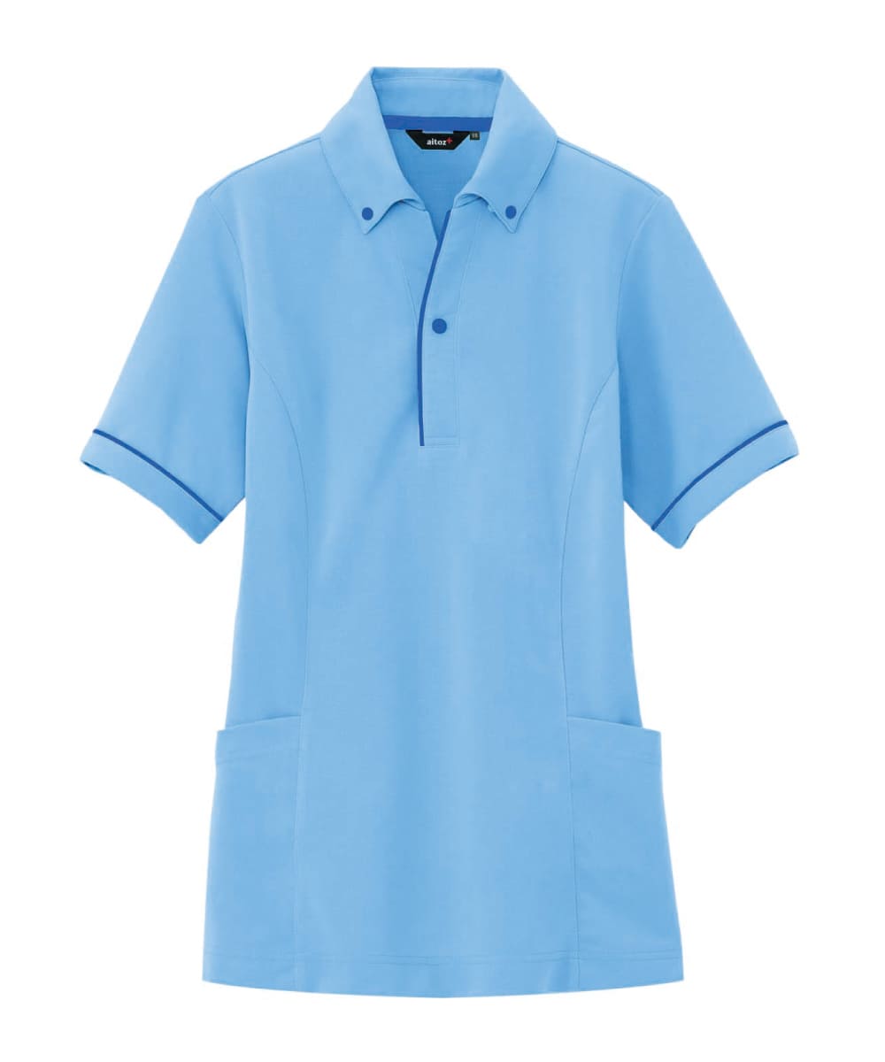 AZ-7668-007　男女兼用サイドポケット半袖ポロシャツ　サックス