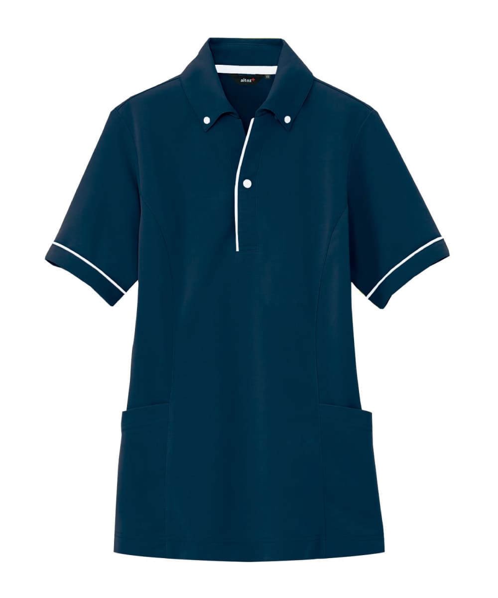 AZ-7668-008　男女兼用サイドポケット半袖ポロシャツ　ネイビー