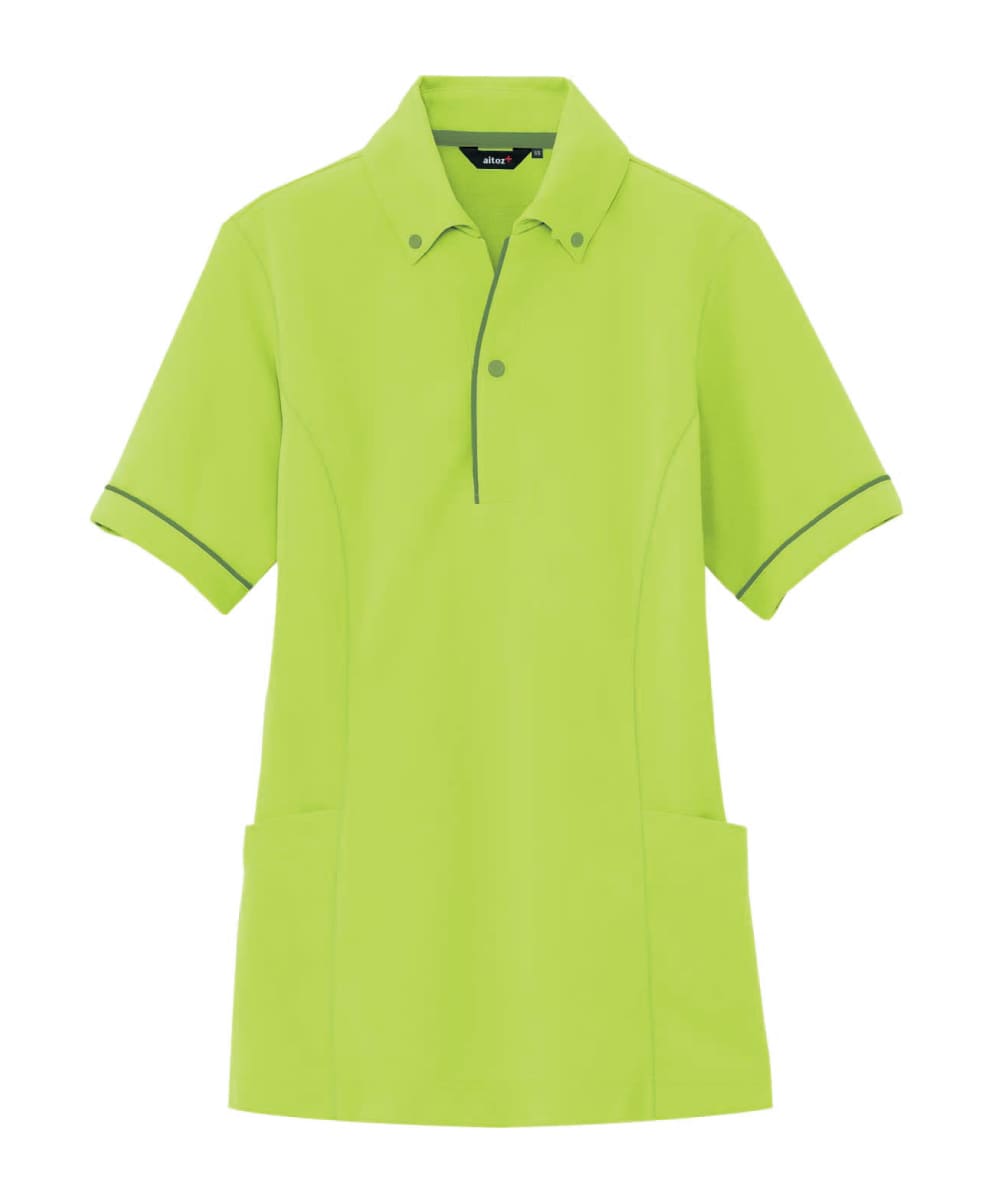AZ-7668-016　男女兼用サイドポケット半袖ポロシャツ　ライム
