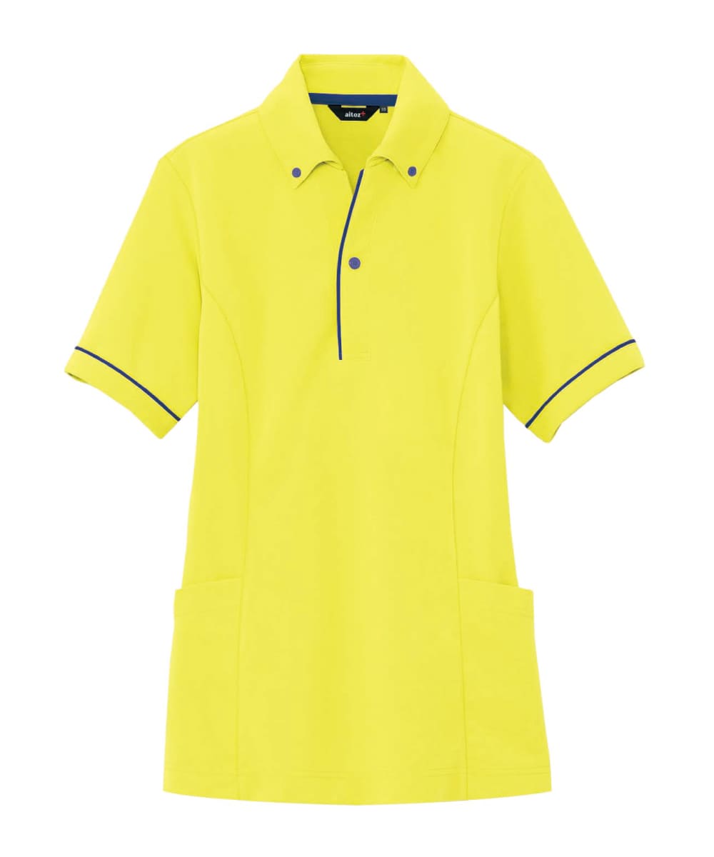 AZ-7668-019　男女兼用サイドポケット半袖ポロシャツ　イエロー