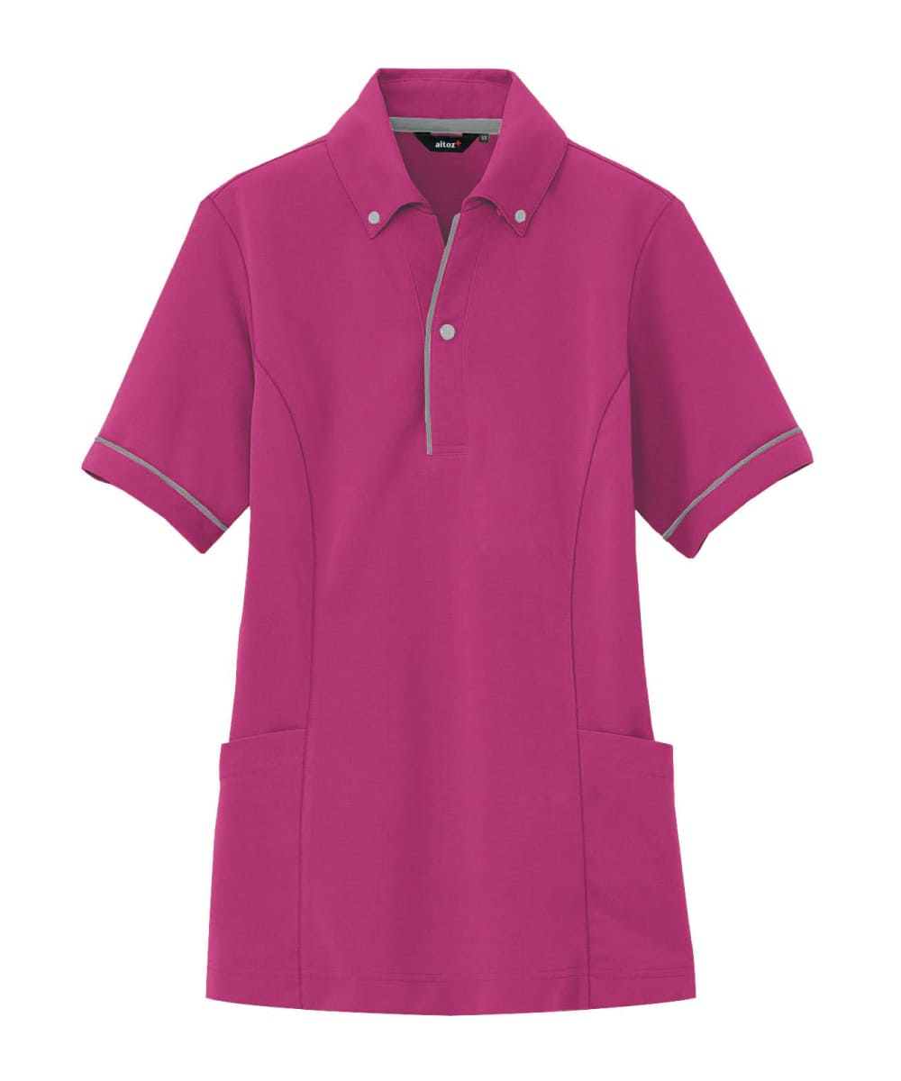 AZ-7668-139　男女兼用サイドポケット半袖ポロシャツ　ローズ