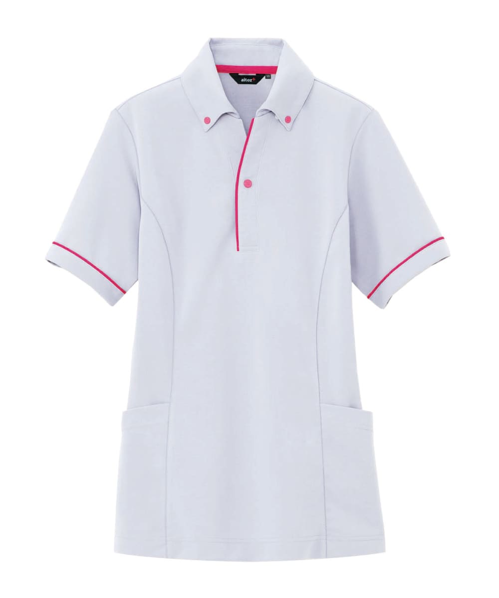 AZ-7668-003　男女兼用サイドポケット半袖ポロシャツ　シルバーグレー