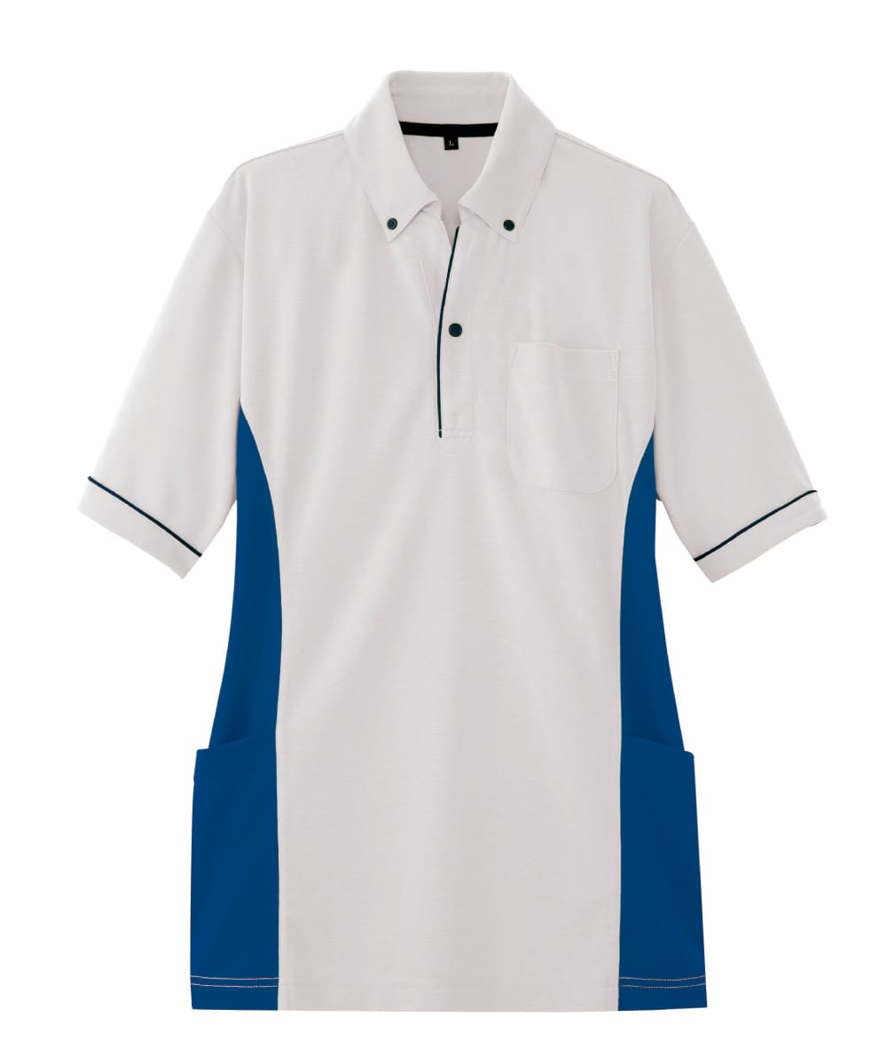 AZ-7679-003　男女兼用サイドポケット半袖ポロシャツ　シルバーグレー