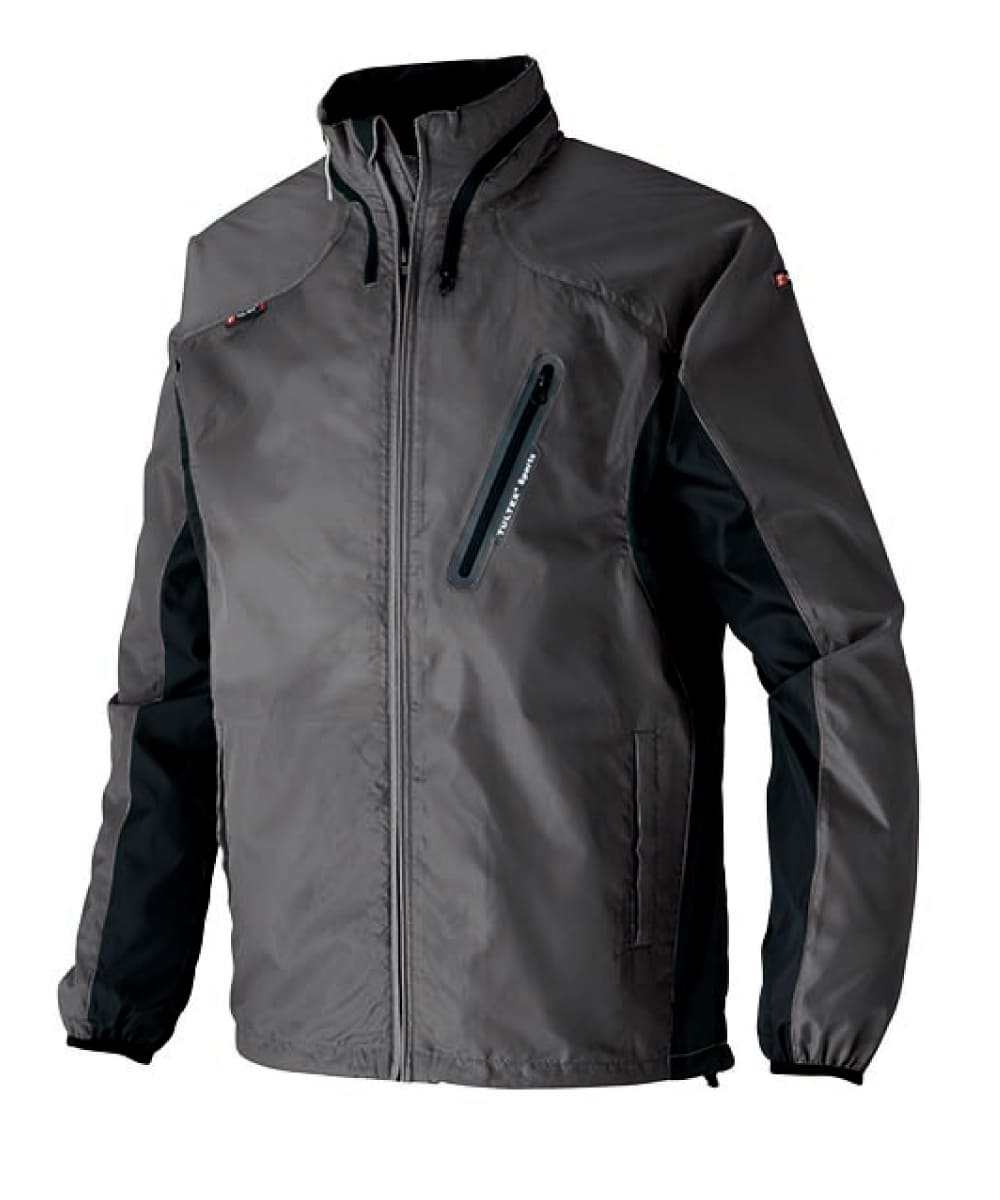 AZ-10301-114　男女兼用フードインジャケット　チャコール×ブラック