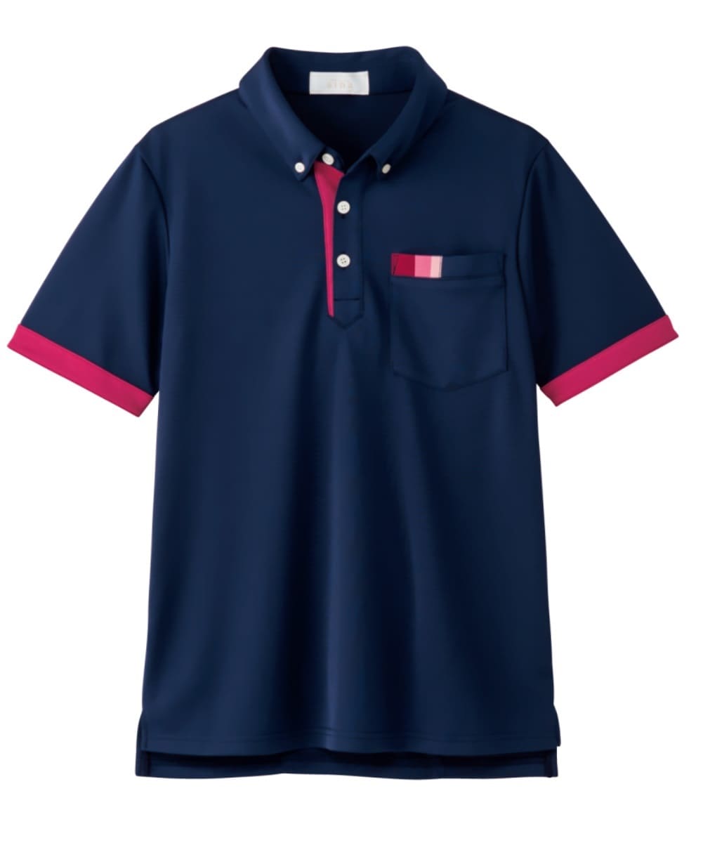 AIK303-39　男女兼用半袖ニットシャツ　ネイビー