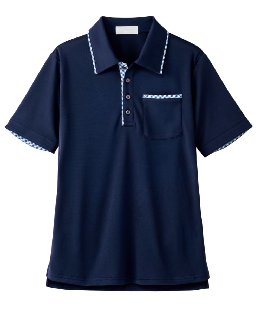 AIK304-39　男女兼用半袖ニットシャツ　ネイビー