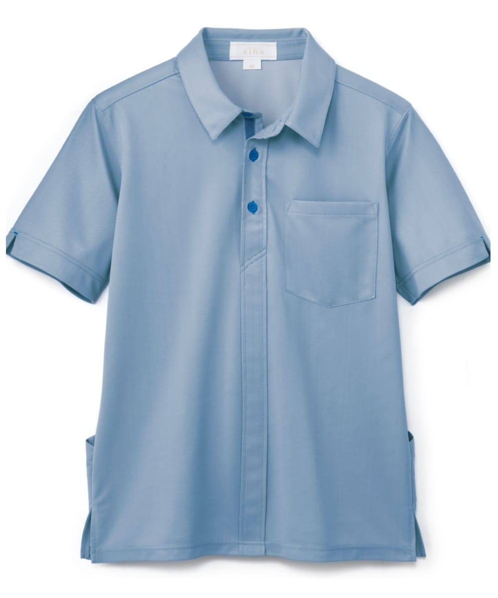 AIK305-39　男女兼用半袖ニットシャツ　ネイビー