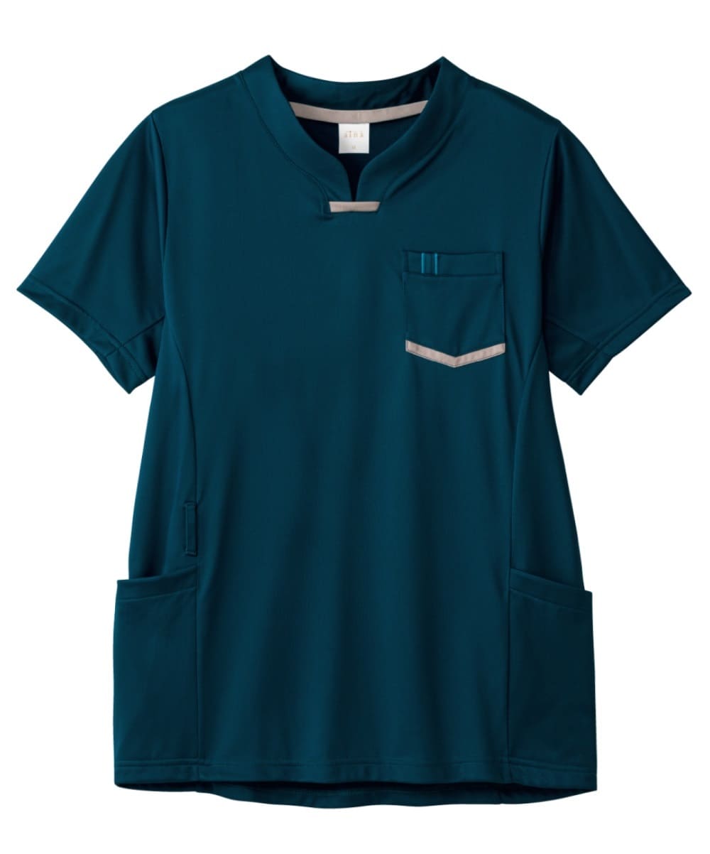 AIT310-36　男女兼用ニットスクラブ　ピーコックブルー