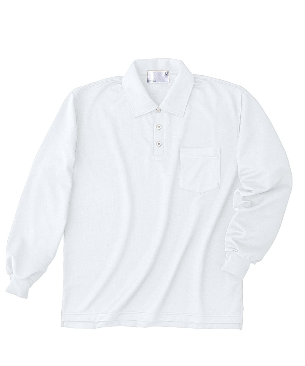 HAK301-01　男女兼用長袖ニットシャツ　ホワイト