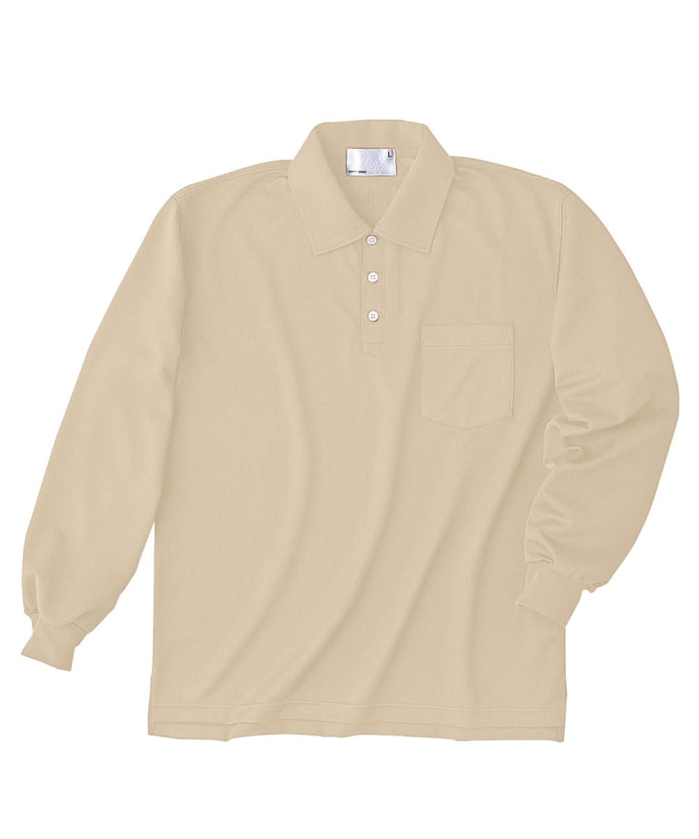 HAK301-11　男女兼用長袖ニットシャツ　ベージュ