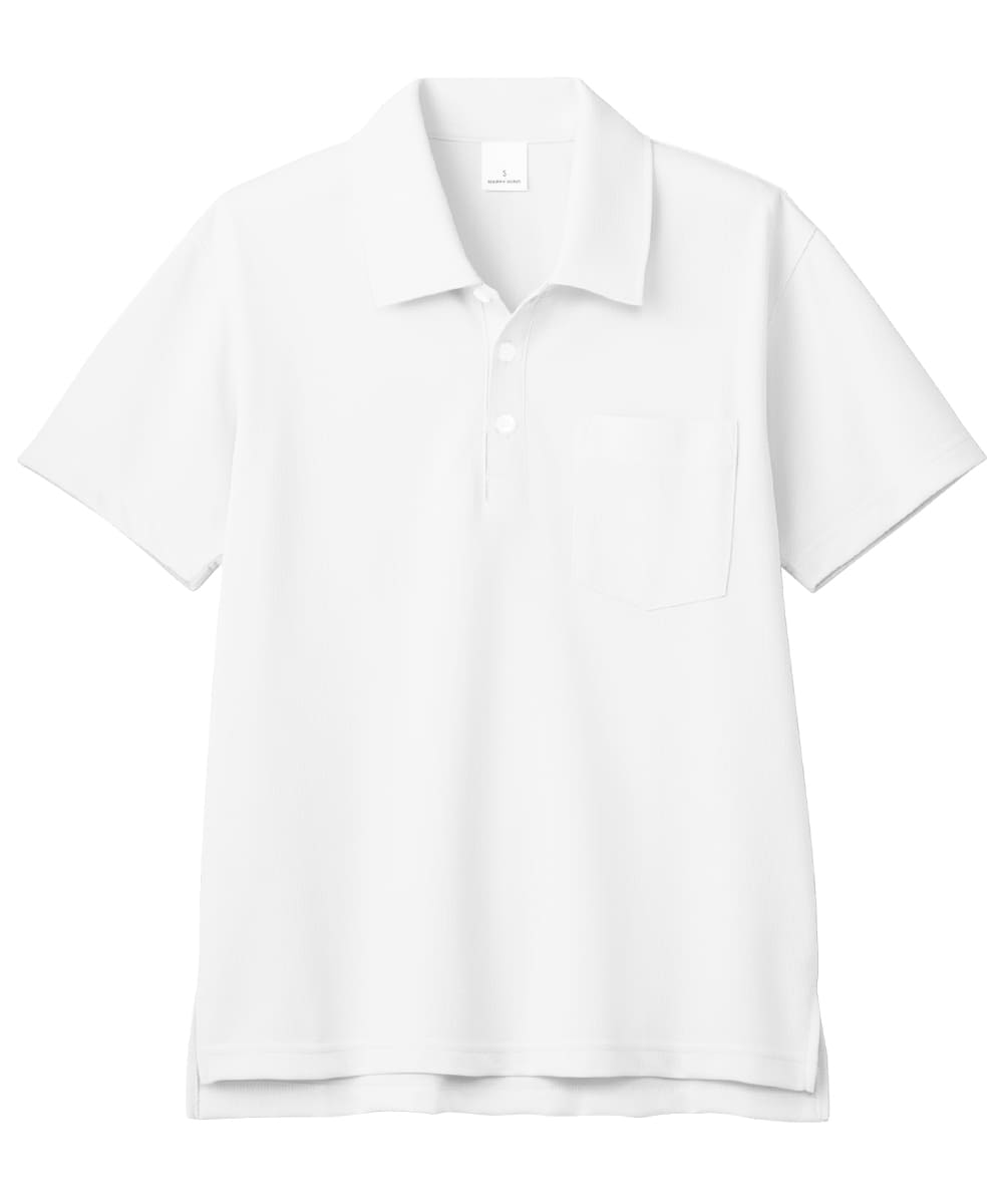 HAK311-01　男女兼用半袖ニットシャツ　ホワイト