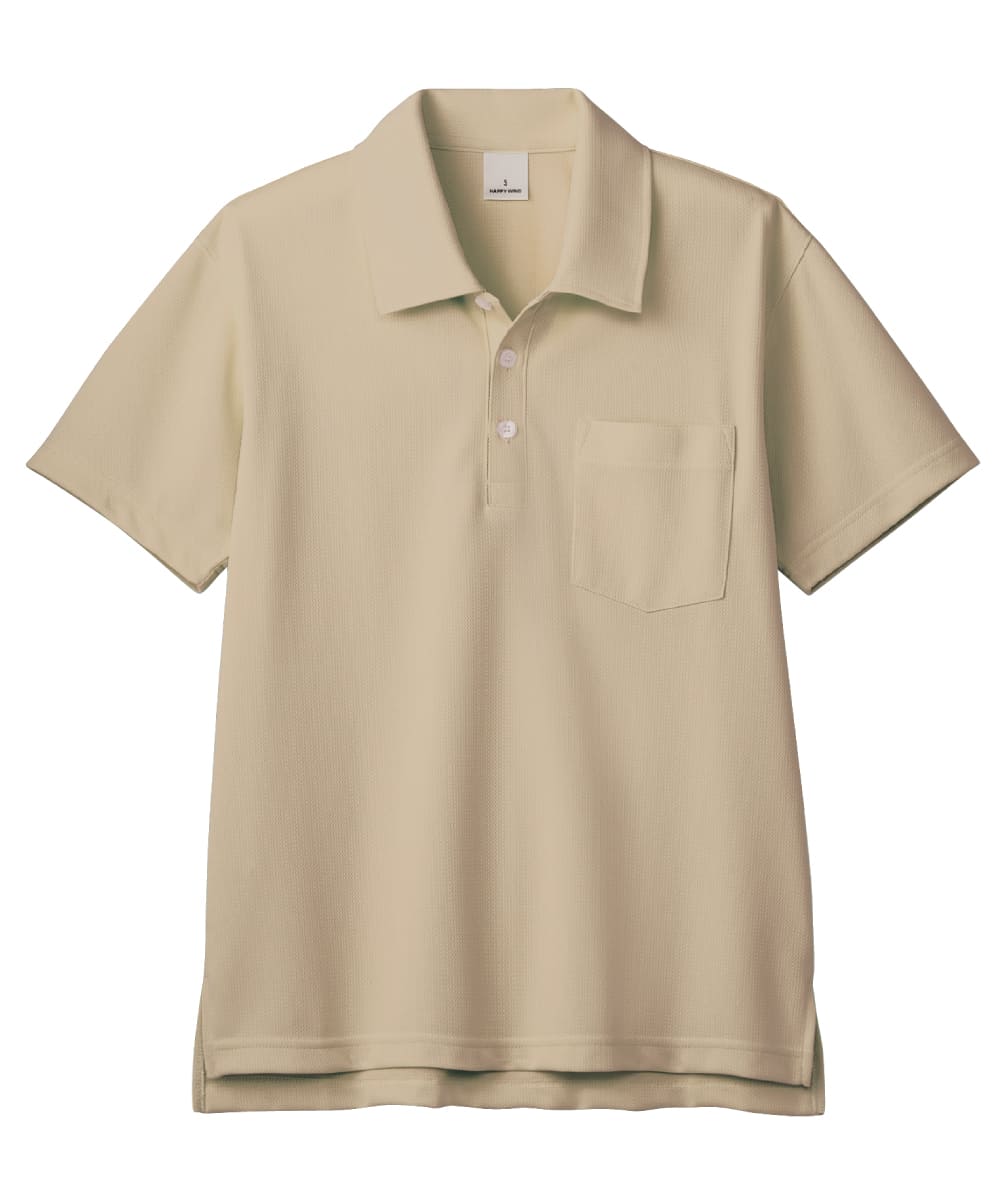 HAK311-11　男女兼用半袖ニットシャツ　ベージュ