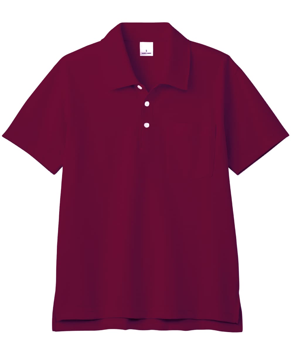 HAK311-79　男女兼用半袖ニットシャツ　ワイン