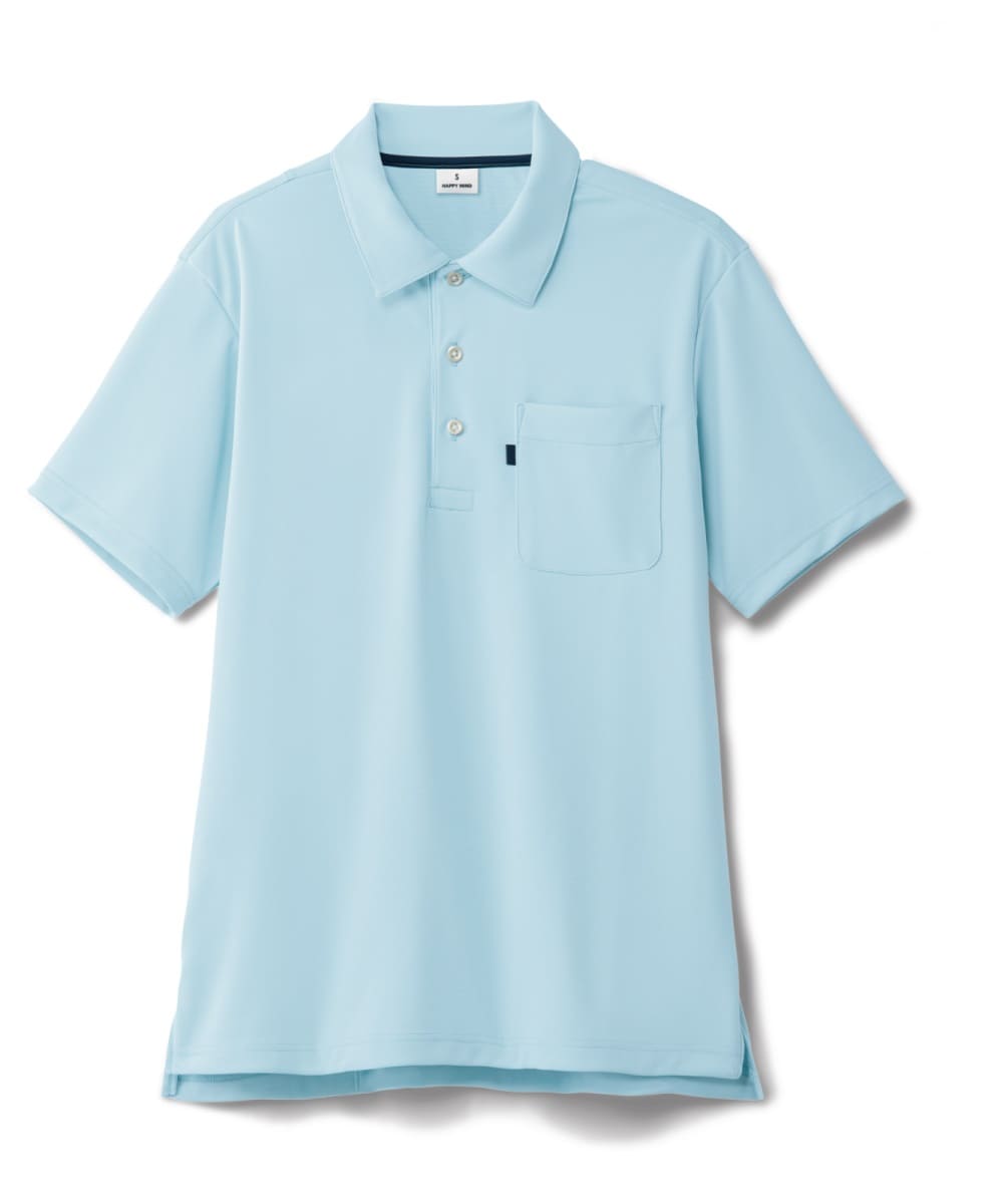 HAK318-31　男女兼用半袖ニットシャツ　ライトブルー