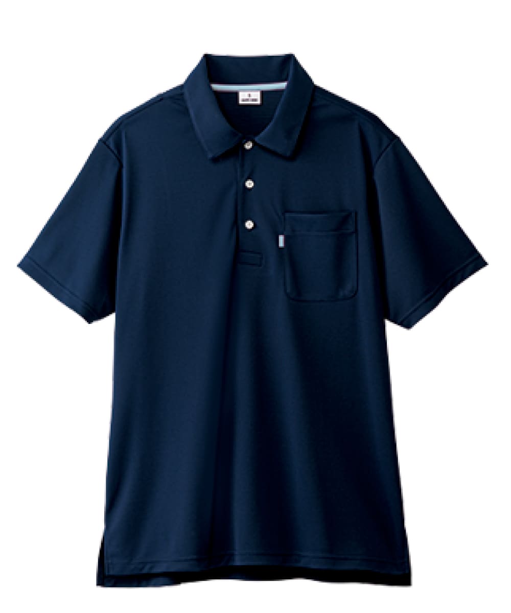 HAK318-39　男女兼用半袖ニットシャツ　ネイビー