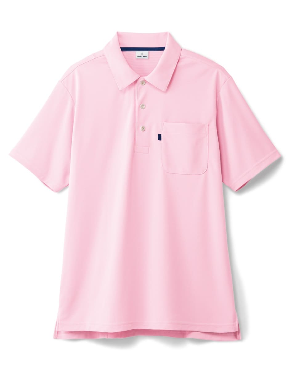 HAK318-71　男女兼用半袖ニットシャツ　ライトピンク