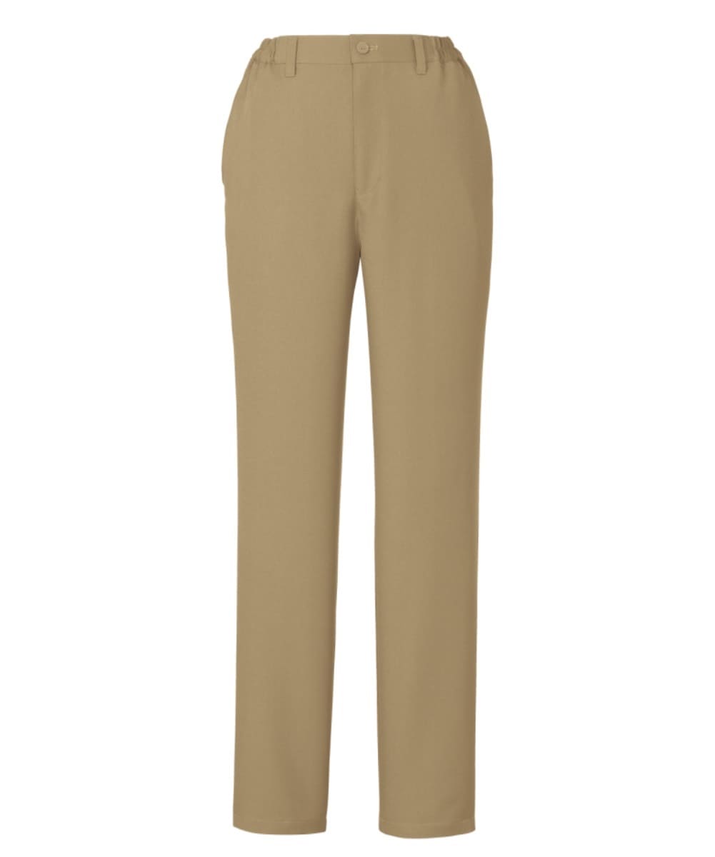 HAP205-11　レディースノータックパンツ／脇ゴム　ベージュ