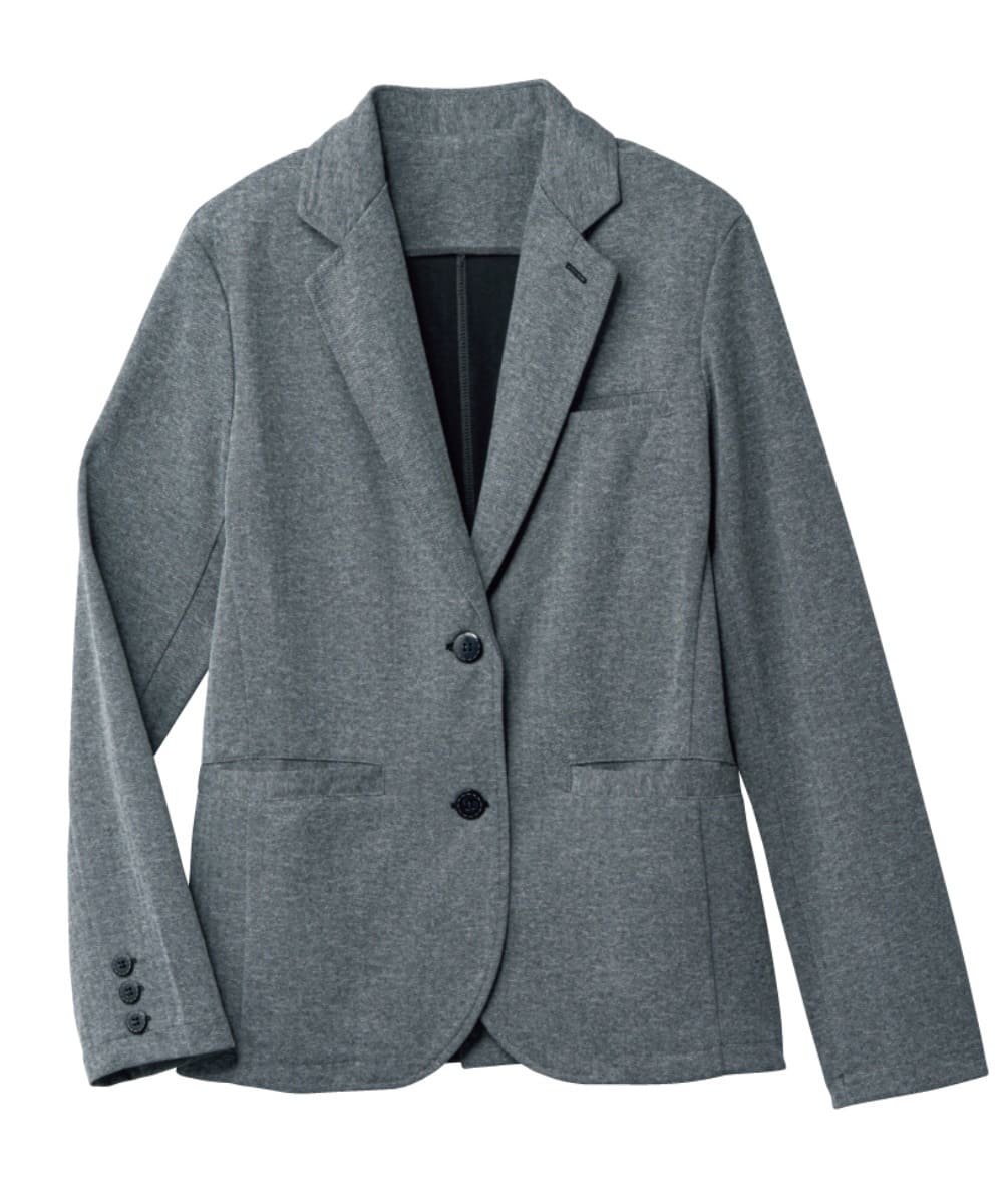 PJ201-05　レディースニットジャケット　グレー杢