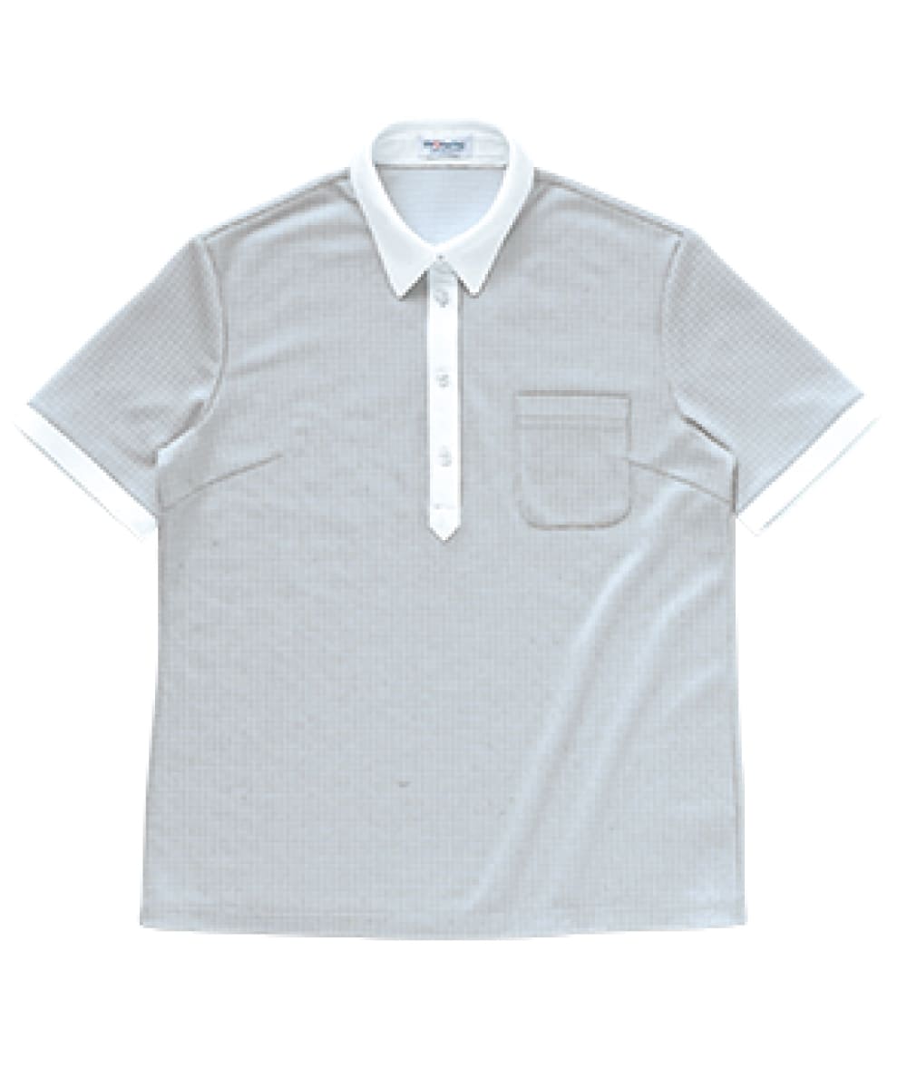 PK252-03　レディース半袖ニットシャツ　グレー