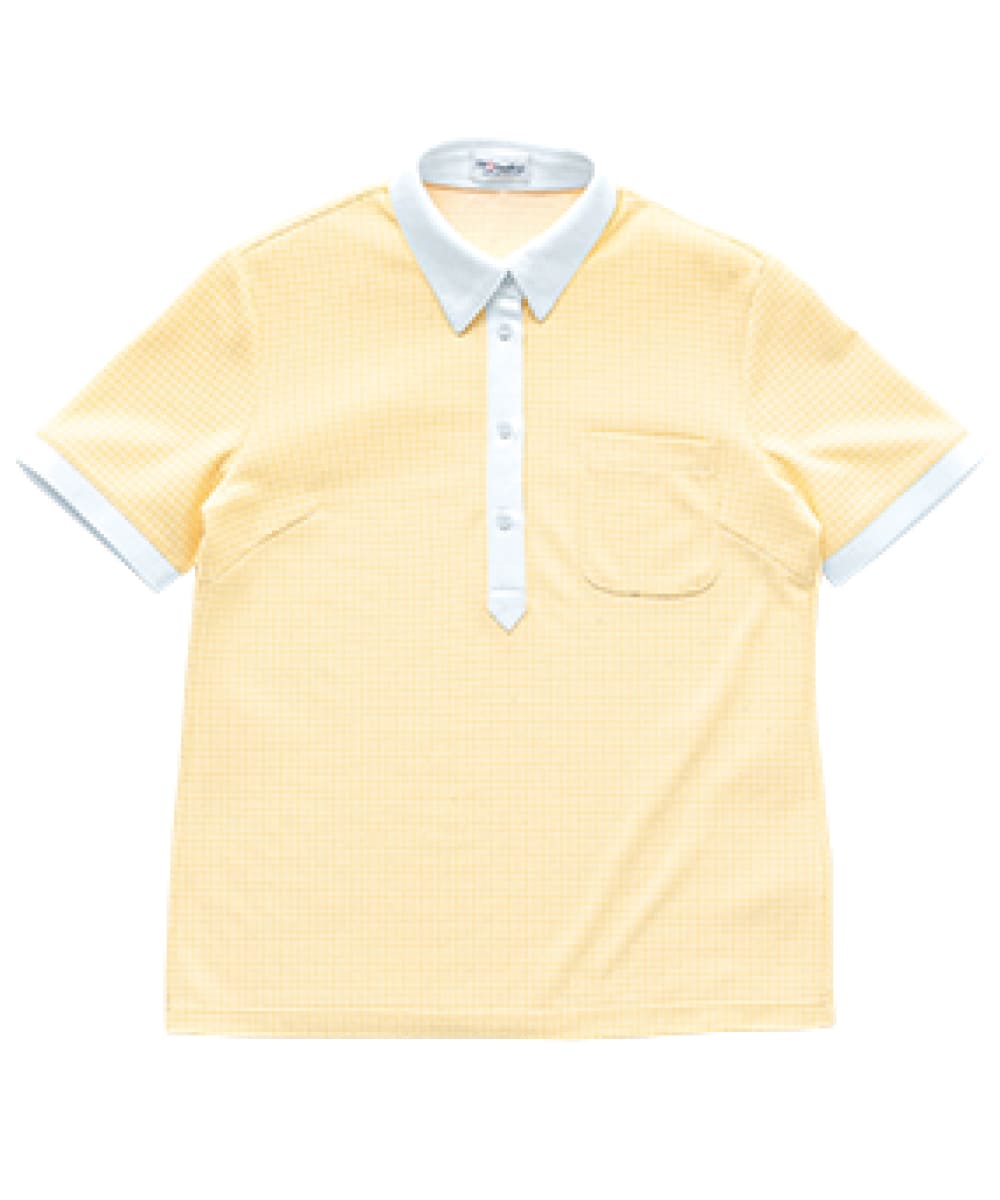 PK252-85　レディース半袖ニットシャツ　ペールオレンジ