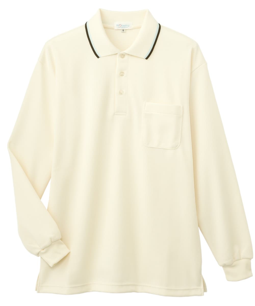 PK329-02　男女兼用長袖ポロシャツ　アイボリー