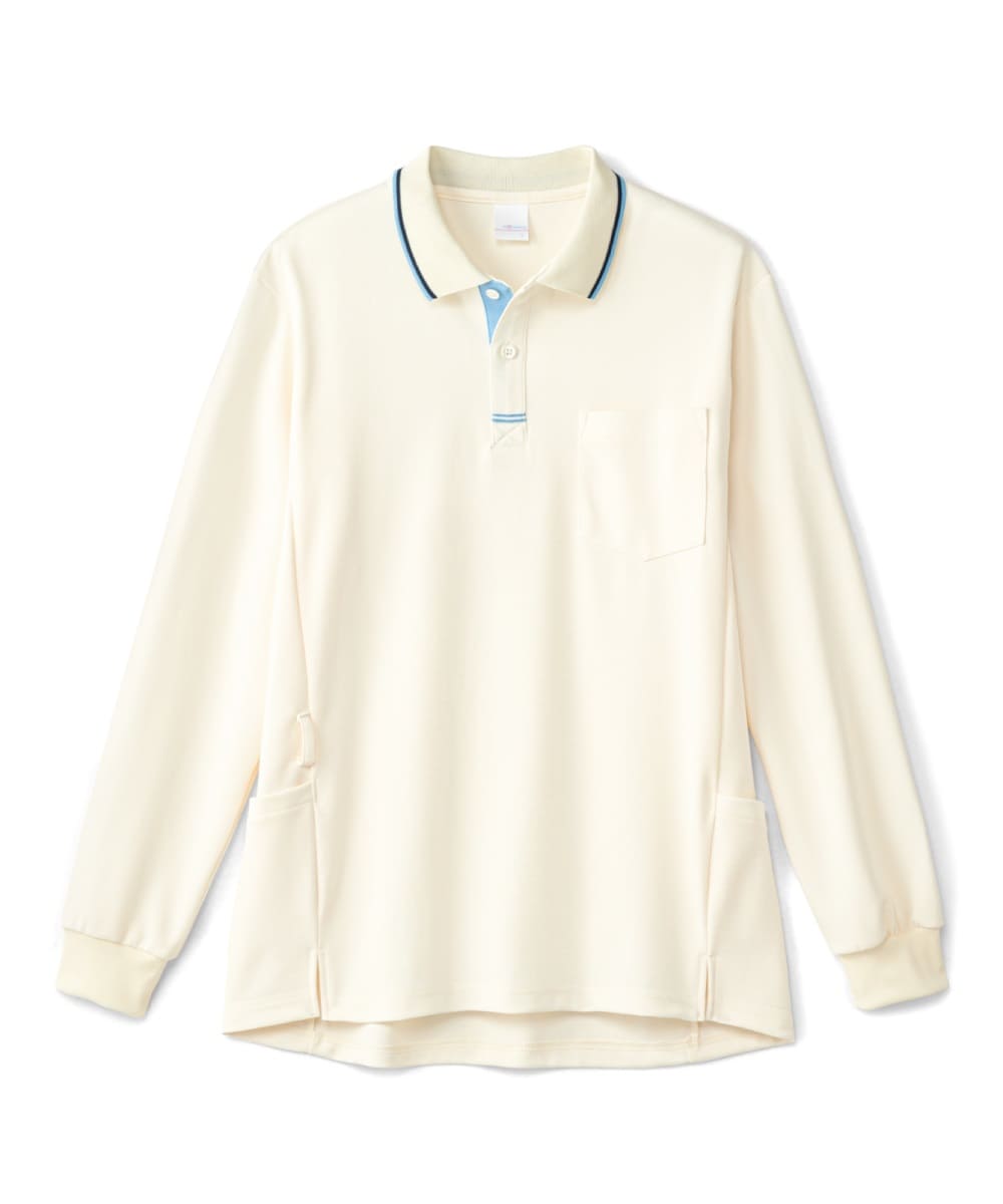 PK347-02　男女兼用長袖ポロシャツ　オフホワイト