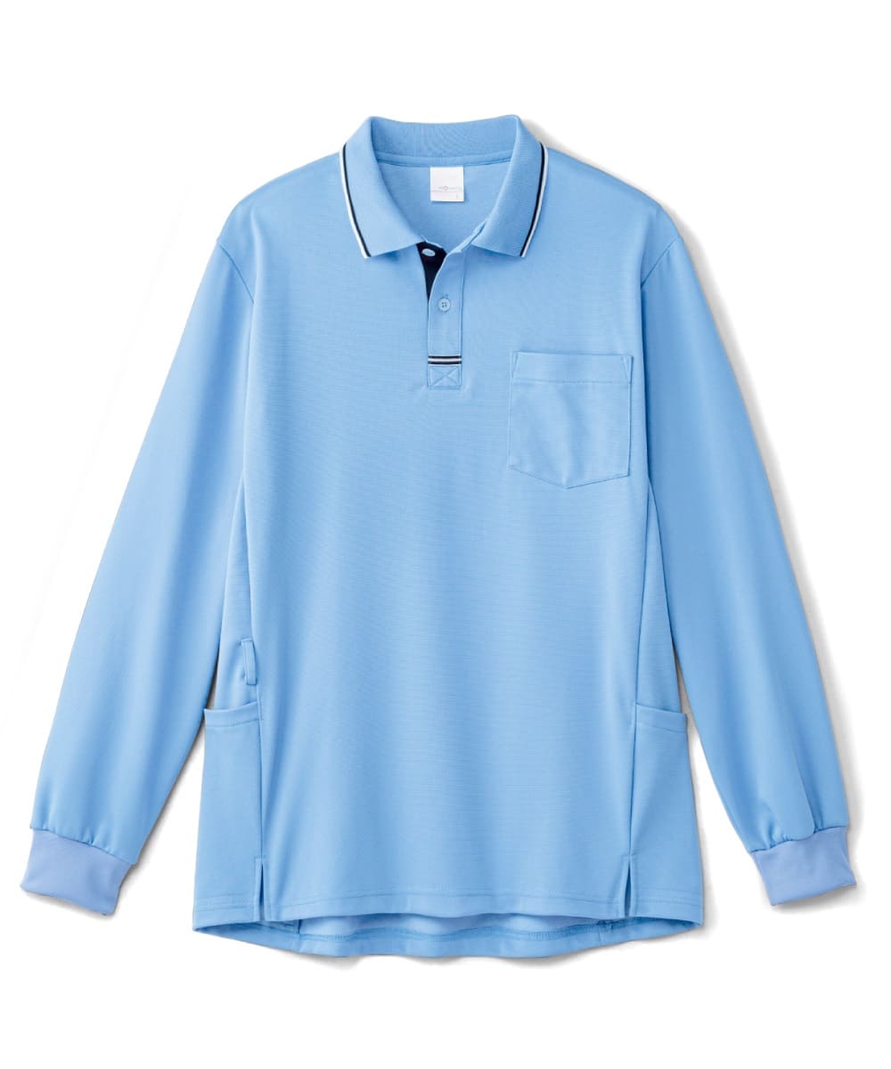 PK347-31　男女兼用長袖ポロシャツ　サックス