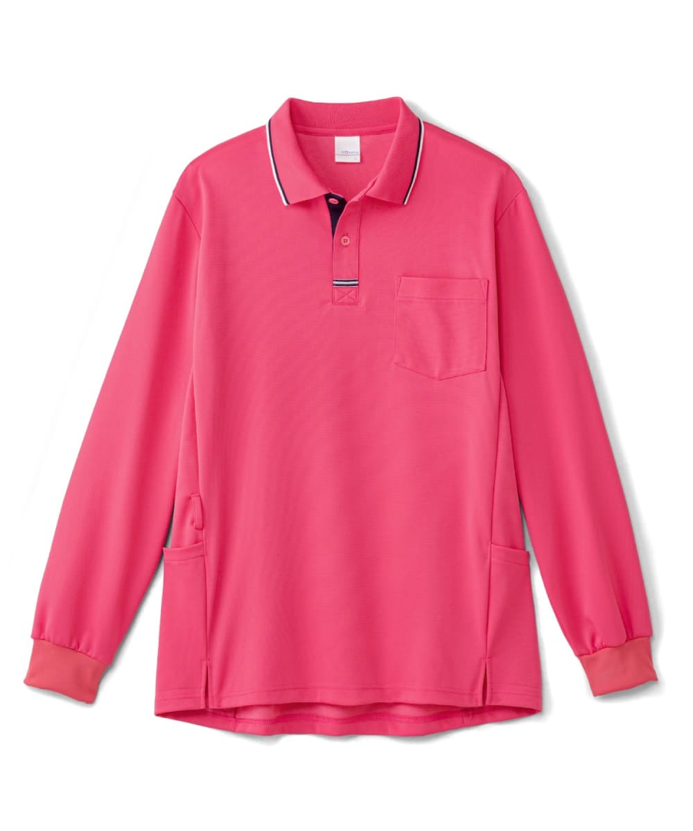 PK347-74　男女兼用長袖ポロシャツ　フューシャピンク